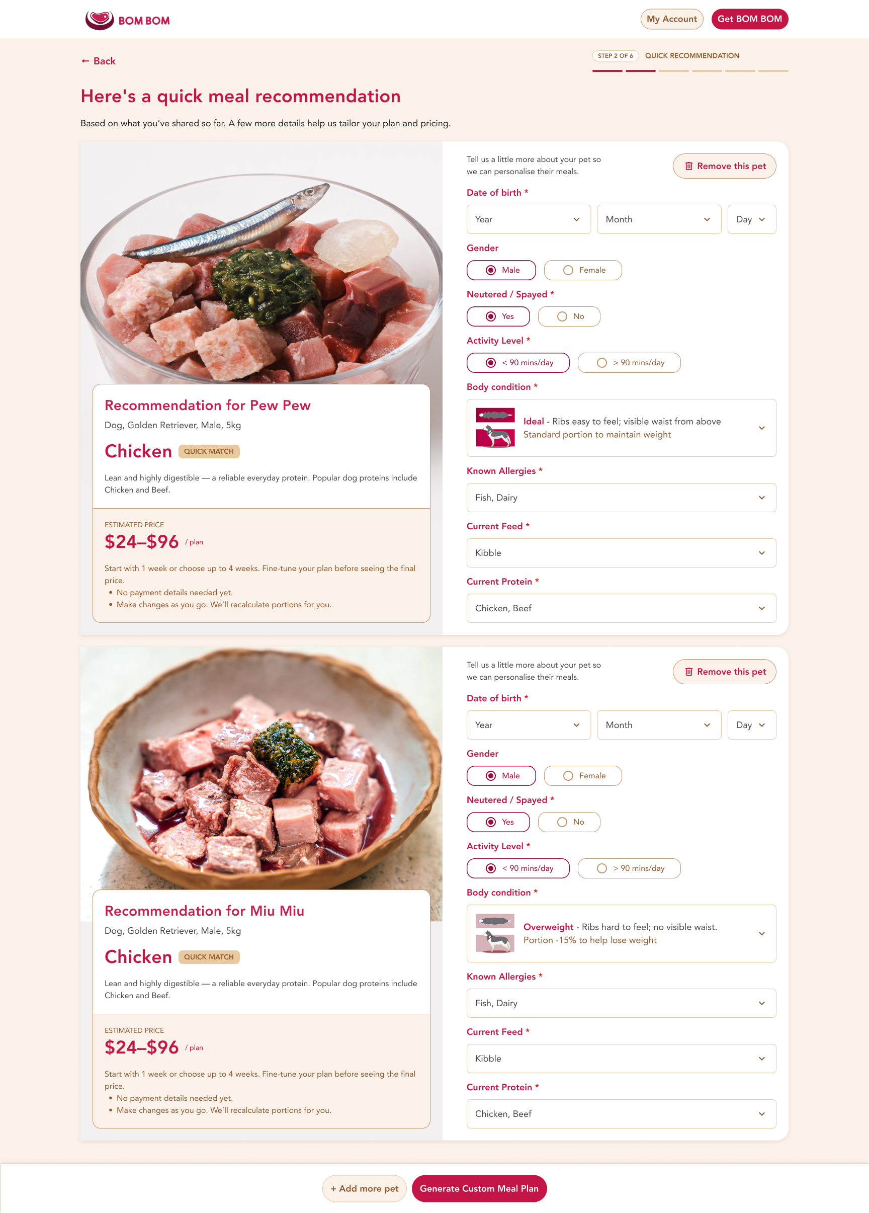05 — Desktop quick recommendation design